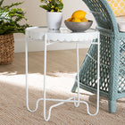 Baxton Studio Laverne White Metal Side Table with Scalloped Tray Top - Round Accent Table with Decorative Base for Indoor or Semi-Outdoor Use
