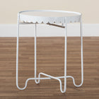 Baxton Studio Laverne White Metal Side Table with Scalloped Tray Top - Round Accent Table with Decorative Base for Indoor or Semi-Outdoor Use