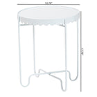 Baxton Studio Laverne White Metal Side Table with Scalloped Tray Top - Round Accent Table with Decorative Base for Indoor or Semi-Outdoor Use