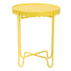 Baxton Studio Laverne Yellow Metal Side Table with Scalloped Tray Top - Round Accent Table with Decorative Base for Indoor or Semi-Outdoor Use