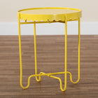 Baxton Studio Laverne Yellow Metal Side Table with Scalloped Tray Top - Round Accent Table with Decorative Base for Indoor or Semi-Outdoor Use