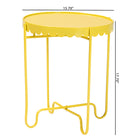 Baxton Studio Laverne Yellow Metal Side Table with Scalloped Tray Top - Round Accent Table with Decorative Base for Indoor or Semi-Outdoor Use