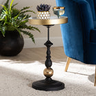 Baxton Studio Javion Modern Glam Round Accent Side Table - Black & Gold Metal End Table with Tray Top for Indoor or Semi-Outdoor Use