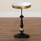 Baxton Studio Javion Modern Glam Round Accent Side Table - Black & Gold Metal End Table with Tray Top for Indoor or Semi-Outdoor Use