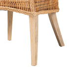 bali & pari Derris Natural Rattan Dining Chair with Cushion - Tall Wingback Side Chair with Solid Mango Wood Legs, Boho Coastal Style for Kitchen or Dining Room Seating, Light Honey