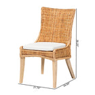 bali & pari Derris Natural Rattan Dining Chair with Cushion - Tall Wingback Side Chair with Solid Mango Wood Legs, Boho Coastal Style for Kitchen or Dining Room Seating, Light Honey