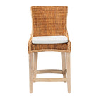 bali & pari Derris Natural Rattan Counter Stool with Cushion - Tall Wingback Stool with Solid Mango Wood Legs and Footrest, Boho Coastal Style for Kitchen Island or Dining Area Seating, Light Honey