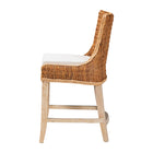 bali & pari Derris Natural Rattan Counter Stool with Cushion - Tall Wingback Stool with Solid Mango Wood Legs and Footrest, Boho Coastal Style for Kitchen Island or Dining Area Seating, Light Honey