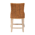 bali & pari Derris Natural Rattan Counter Stool with Cushion - Tall Wingback Stool with Solid Mango Wood Legs and Footrest, Boho Coastal Style for Kitchen Island or Dining Area Seating, Light Honey