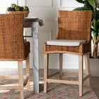 bali & pari Derris Natural Rattan Counter Stool with Cushion - Tall Wingback Stool with Solid Mango Wood Legs and Footrest, Boho Coastal Style for Kitchen Island or Dining Area Seating, Light Honey