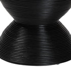 bali & pari Tokyo Laminated Natural Rattan Side Table -  Hourglass Accent Table with Modern Sculptural Design, Boho Chic Style for Living Room or Bedroom, Black