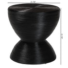 bali & pari Tokyo Laminated Natural Rattan Side Table -  Hourglass Accent Table with Modern Sculptural Design, Boho Chic Style for Living Room or Bedroom, Black