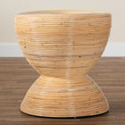 bali & pari Tokyo Laminated Natural Rattan Side Table -  Hourglass Accent Table with Modern Sculptural Design, Boho Chic Style for Living Room or Bedroom, Natural