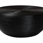 bali & pari Tokyo Laminated Natural Rattan Coffee Table - Handcrafted Bowl-Shaped Center Table for Living Room, Coastal Boho Style Furniture in Black