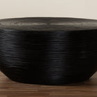 bali & pari Tokyo Laminated Natural Rattan Coffee Table - Handcrafted Bowl-Shaped Center Table for Living Room, Coastal Boho Style Furniture in Black