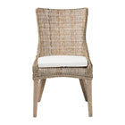 bali & pari Derris Natural Rattan Dining Chair with Cushion - Tall Wingback Side Chair with Solid Mango Wood Legs, Boho Coastal Style for Kitchen or Dining Room Seating, Greywashed