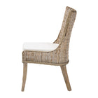 bali & pari Derris Natural Rattan Dining Chair with Cushion - Tall Wingback Side Chair with Solid Mango Wood Legs, Boho Coastal Style for Kitchen or Dining Room Seating, Greywashed
