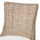bali & pari Derris Natural Rattan Dining Chair with Cushion - Tall Wingback Side Chair with Solid Mango Wood Legs, Boho Coastal Style for Kitchen or Dining Room Seating, Greywashed
