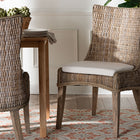 bali & pari Derris Natural Rattan Dining Chair with Cushion - Tall Wingback Side Chair with Solid Mango Wood Legs, Boho Coastal Style for Kitchen or Dining Room Seating, Greywashed