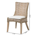 bali & pari Derris Natural Rattan Dining Chair with Cushion - Tall Wingback Side Chair with Solid Mango Wood Legs, Boho Coastal Style for Kitchen or Dining Room Seating, Greywashed