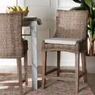 bali & pari Derris Natural Rattan Counter Stool with Cushion - Tall Wingback Stool with Solid Mango Wood Legs and Footrest, Boho Coastal Style for Kitchen Island or Dining Area Seating, Greywashed