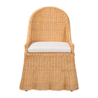 bali & pari Maya Natural Rattan Accent Chair - Hand Woven Wicker Dining Chair with Scalloped Skirt and Cushion, Coastal Boho Style Seating for Dining or Living Room, Light Honey