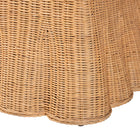 bali & pari Maya Natural Rattan Accent Chair - Hand Woven Wicker Dining Chair with Scalloped Skirt and Cushion, Coastal Boho Style Seating for Dining or Living Room, Light Honey