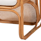 bali & pari Cambridge Natural Rattan Armchair - Handcrafted Lounge Chair with Cushion, Rounded Frame with Cane Woven Panels, Accent Seating for Living Room or Sunroom