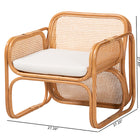 bali & pari Cambridge Natural Rattan Armchair - Handcrafted Lounge Chair with Cushion, Rounded Frame with Cane Woven Panels, Accent Seating for Living Room or Sunroom