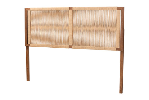 bali & pari Holitz Natural Rope Woven Headboard - Mountable Bed Backboard with Bayur Wood Frame, Modern Boho Accent for Bedroom Decor, King
