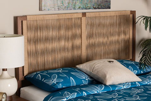 bali & pari Holitz Natural Rope Woven Headboard - Mountable Bed Backboard with Bayur Wood Frame, Modern Boho Accent for Bedroom Decor, King
