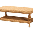 bali & pari Dolby Natural Rattan Coffee Table - Handwoven Wicker Accent Table with Lower Shelf, Coastal Boho Style Living Room Centerpiece