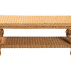 bali & pari Dolby Natural Rattan Coffee Table - Handwoven Wicker Accent Table with Lower Shelf, Coastal Boho Style Living Room Centerpiece