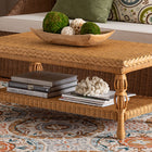 bali & pari Dolby Natural Rattan Coffee Table - Handwoven Wicker Accent Table with Lower Shelf, Coastal Boho Style Living Room Centerpiece