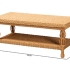 bali & pari Dolby Natural Rattan Coffee Table - Handwoven Wicker Accent Table with Lower Shelf, Coastal Boho Style Living Room Centerpiece