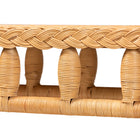 bali & pari Dolby Natural Rattan Console Table - Handwoven Wicker Accent Table with Openwork Design and Lower Shelf, Coastal Boho Style for Entryway or Living Room