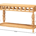 bali & pari Dolby Natural Rattan Console Table - Handwoven Wicker Accent Table with Openwork Design and Lower Shelf, Coastal Boho Style for Entryway or Living Room