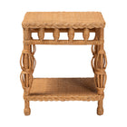 bali & pari Dolby Natural Rattan End Table - Handwoven Wicker Side Table with Lower Shelf, Coastal Boho Style Accent Table for Living Room or Bedroom