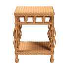 bali & pari Dolby Natural Rattan End Table - Handwoven Wicker Side Table with Lower Shelf, Coastal Boho Style Accent Table for Living Room or Bedroom