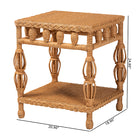 bali & pari Dolby Natural Rattan End Table - Handwoven Wicker Side Table with Lower Shelf, Coastal Boho Style Accent Table for Living Room or Bedroom