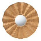 bali & pari Palm Scalloped Rattan Wall Mirror - Handwoven Wicker Round Accent Mirror, Boho Decorative Wall Art for Entryway or Living Room