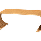 bali & pari Palm Waterfall Natural Rattan Coffee Table - Handwoven Wicker Centerpiece with Curved Silhouette for Boho, Coastal, or Tropical Living Room and Lounge Area