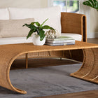 bali & pari Palm Waterfall Natural Rattan Coffee Table - Handwoven Wicker Centerpiece with Curved Silhouette for Boho, Coastal, or Tropical Living Room and Lounge Area