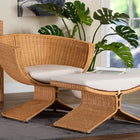 bali & pari Reya Natural Rattan 2-Piece Living Room Set - Handwoven Wicker Accent Seating with Pedestal Base for Modern Boho, Coastal, or Tropical Living Room Spaces