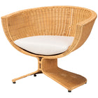 bali & pari Reya Natural Rattan Lounge Chair - Handwoven Wicker Accent Seating with Pedestal Base for Modern Boho, Coastal, or Tropical Living Room Spaces