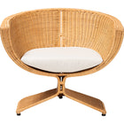 bali & pari Reya Natural Rattan Lounge Chair - Handwoven Wicker Accent Seating with Pedestal Base for Modern Boho, Coastal, or Tropical Living Room Spaces