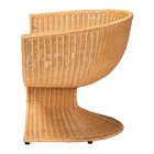bali & pari Reya Natural Rattan Lounge Chair - Handwoven Wicker Accent Seating with Pedestal Base for Modern Boho, Coastal, or Tropical Living Room Spaces