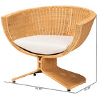 bali & pari Reya Natural Rattan Lounge Chair - Handwoven Wicker Accent Seating with Pedestal Base for Modern Boho, Coastal, or Tropical Living Room Spaces