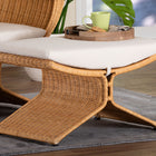 bali & pari Reya Natural Rattan Footstool - Sculptural Handwoven Ottoman with Pedestal Base for Boho, Coastal, or Tropical Lounge and Living Spaces