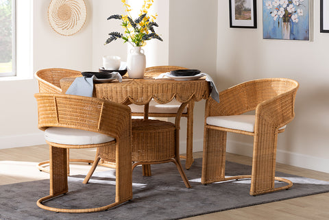 bali & pari Arisu Bohemian Light Honey Rattan 5-Piece Dining Set